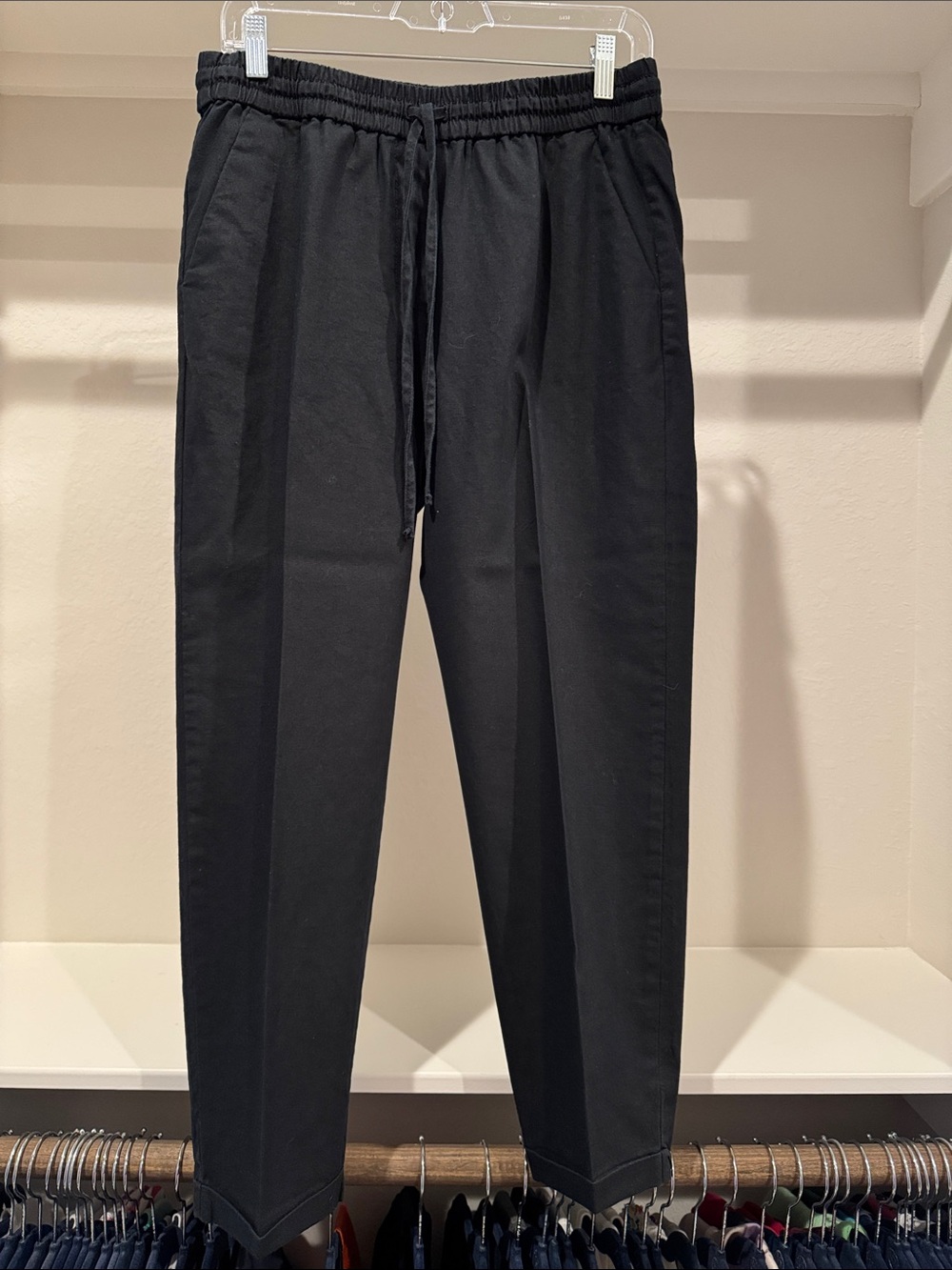 J. Crew Black Drawstring Cropped Trousers